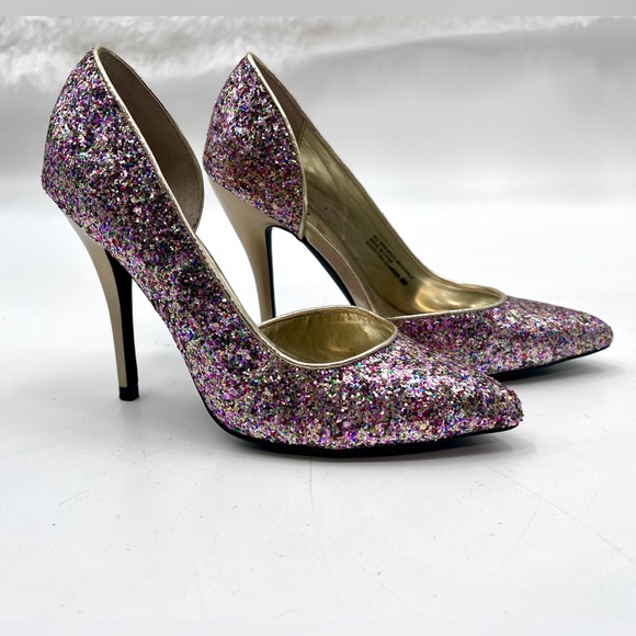 Carlos Santana Allover Glitter Stiletto Pointy Toe Heels - Picture 2 of 13
